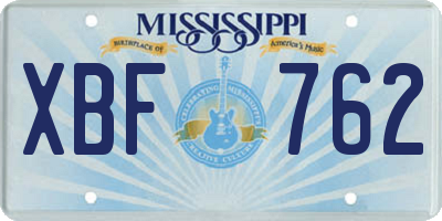 MS license plate XBF762