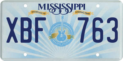 MS license plate XBF763