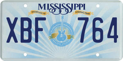MS license plate XBF764