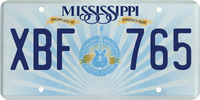 MS license plate XBF765