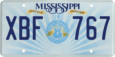 MS license plate XBF767