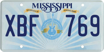 MS license plate XBF769