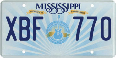 MS license plate XBF770