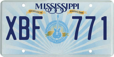MS license plate XBF771