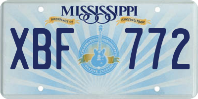 MS license plate XBF772