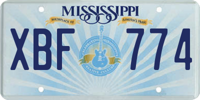 MS license plate XBF774