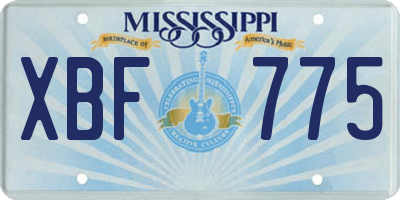 MS license plate XBF775