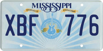 MS license plate XBF776