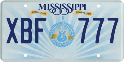 MS license plate XBF777