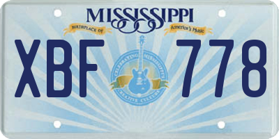 MS license plate XBF778