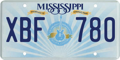 MS license plate XBF780