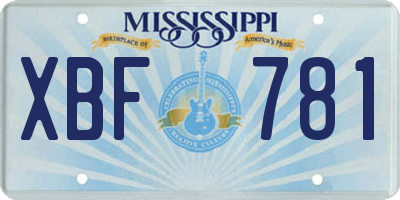 MS license plate XBF781