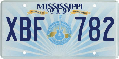 MS license plate XBF782