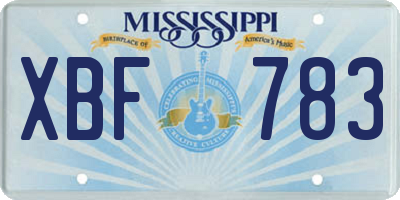 MS license plate XBF783