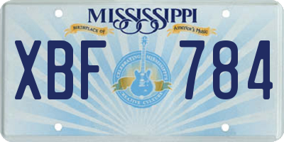 MS license plate XBF784