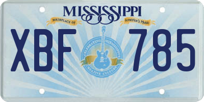 MS license plate XBF785