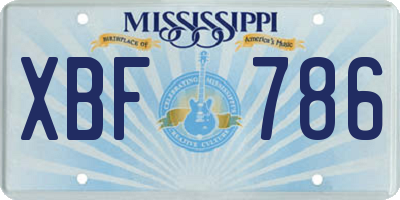 MS license plate XBF786