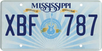 MS license plate XBF787