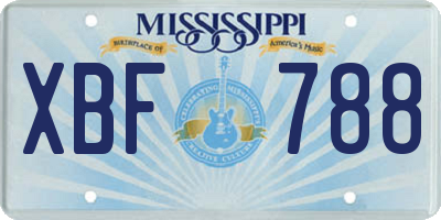 MS license plate XBF788