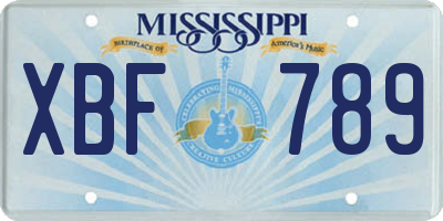 MS license plate XBF789