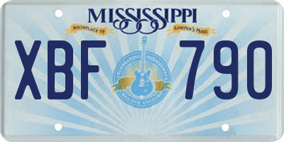 MS license plate XBF790
