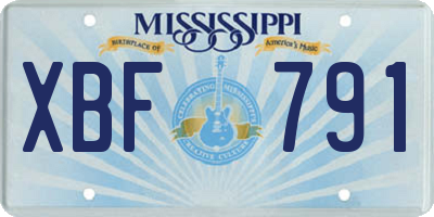 MS license plate XBF791