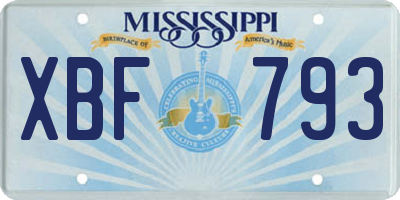 MS license plate XBF793