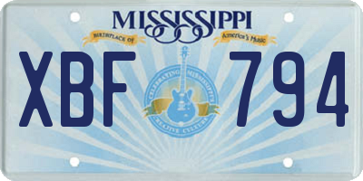 MS license plate XBF794