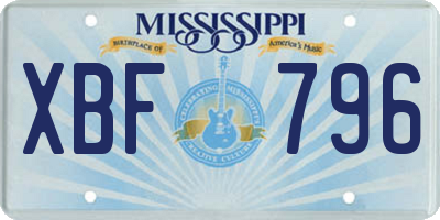MS license plate XBF796