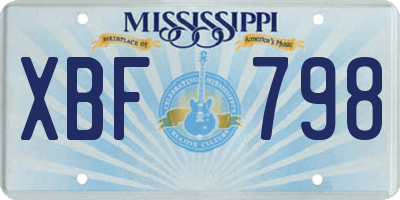 MS license plate XBF798