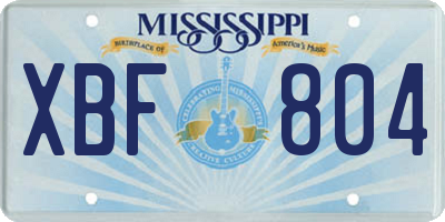 MS license plate XBF804