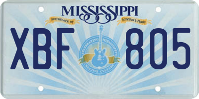 MS license plate XBF805