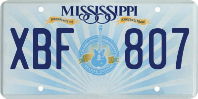 MS license plate XBF807