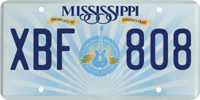 MS license plate XBF808
