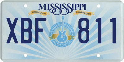 MS license plate XBF811