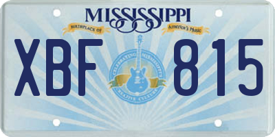 MS license plate XBF815