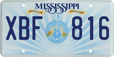 MS license plate XBF816