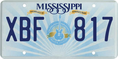 MS license plate XBF817