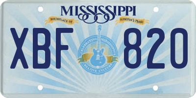 MS license plate XBF820
