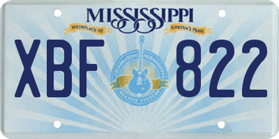 MS license plate XBF822