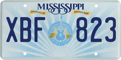 MS license plate XBF823