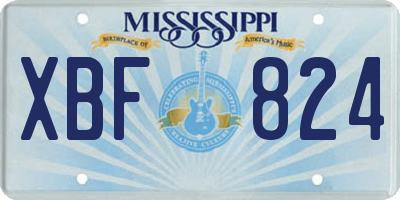 MS license plate XBF824