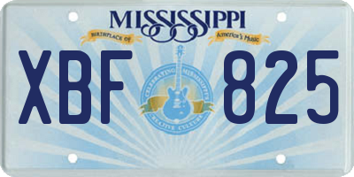 MS license plate XBF825