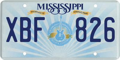 MS license plate XBF826