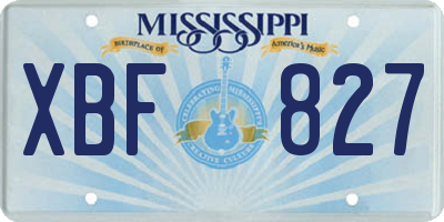 MS license plate XBF827