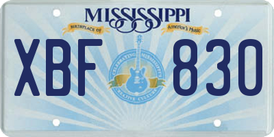 MS license plate XBF830