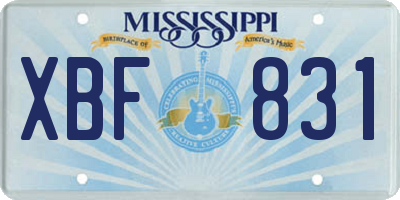 MS license plate XBF831