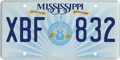 MS license plate XBF832