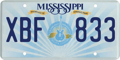 MS license plate XBF833