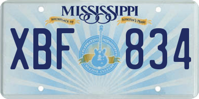 MS license plate XBF834
